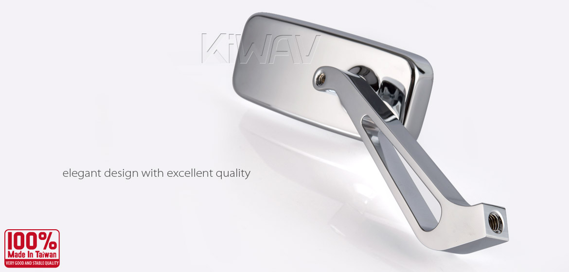 KiWAV Magazi Classic motorcycle mirrors universal chrome
