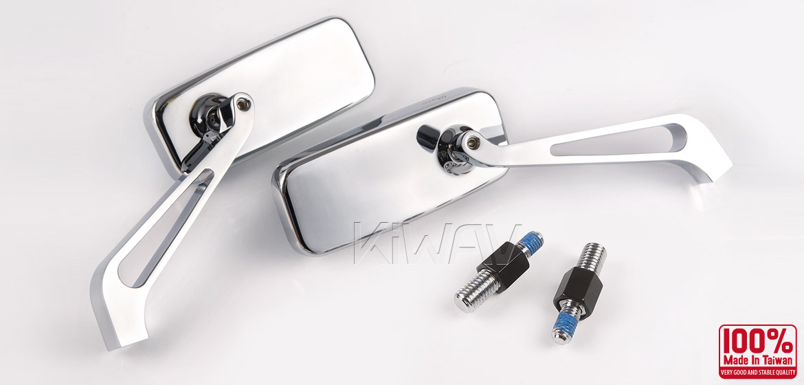 KiWAV Magazi Classic motorcycle mirrors BMW chrome