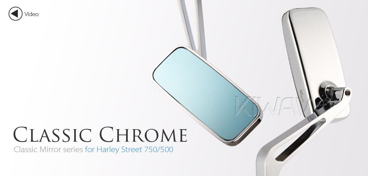 KiWAV Classic chrome motorcycle mirrors fit Halrey street 750 550