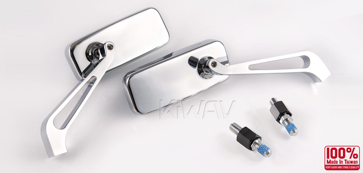 KiWAV Classic chrome motorcycle mirrors fit Halrey street 750 550