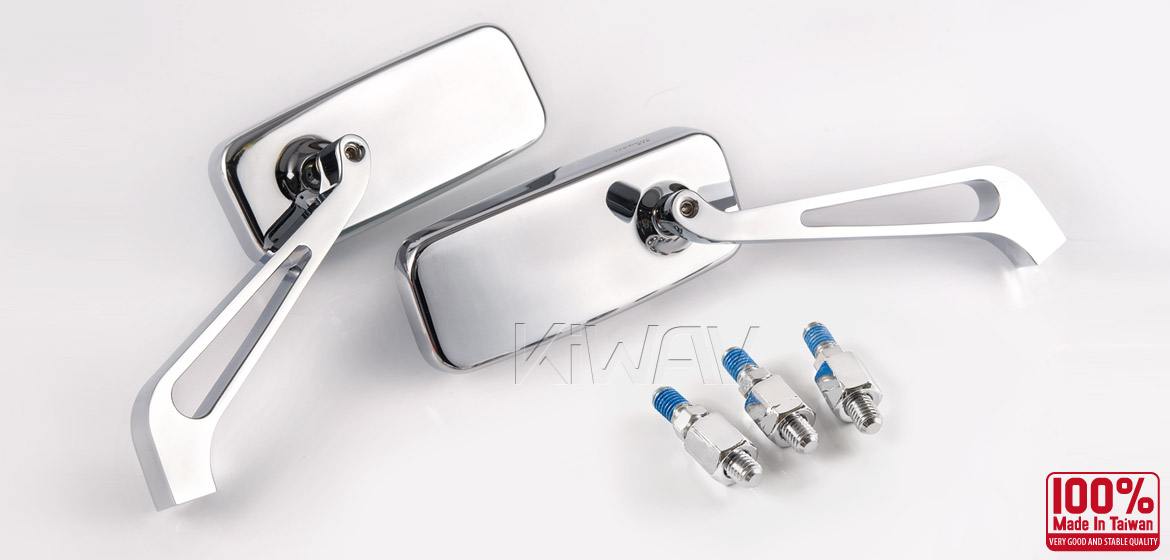 KiWAV Magazi Classic motorcycle mirrors scooter chrome