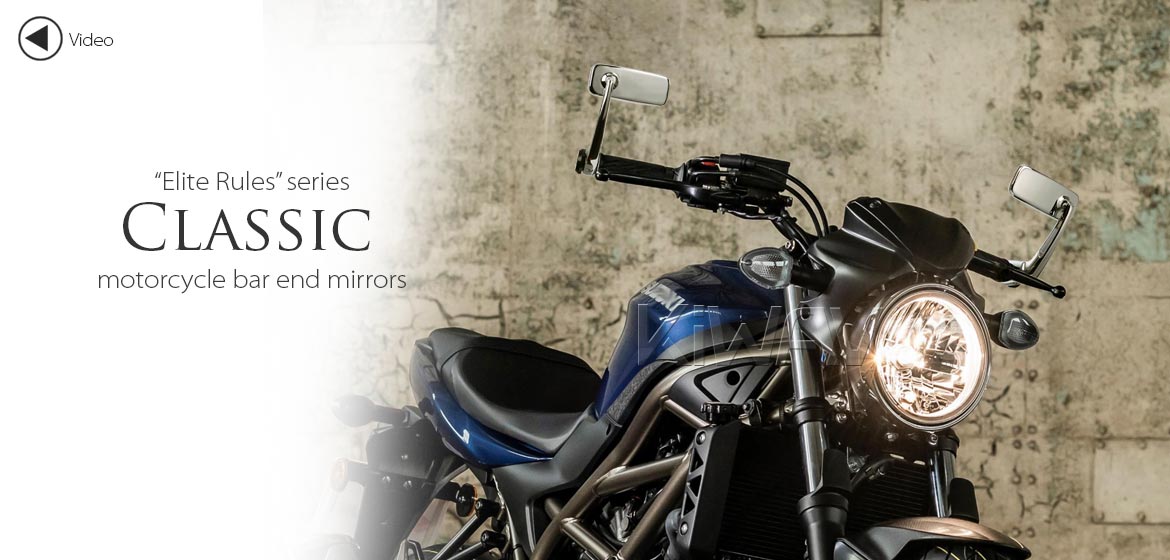 KiWAV ClassicHB chrome motorcycle bar end mirrors for M8 threaded handlebar