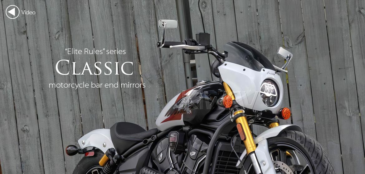 KiWAV ClassicHB chrome motorcycle bar end mirrors compatible for Specific Indian models