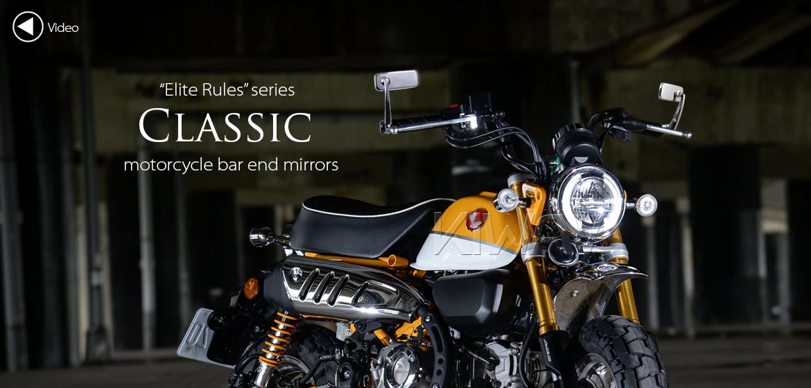 KiWAV ClassicHB chrome motorcycle bar end mirrors compatible for Honda specific mini motorcycles