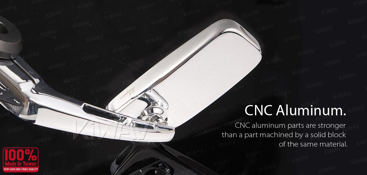 KiWAV ClassicHB chrome motorcycle bar end mirrors compatible for Harley Sportster Dyna Softail XG street