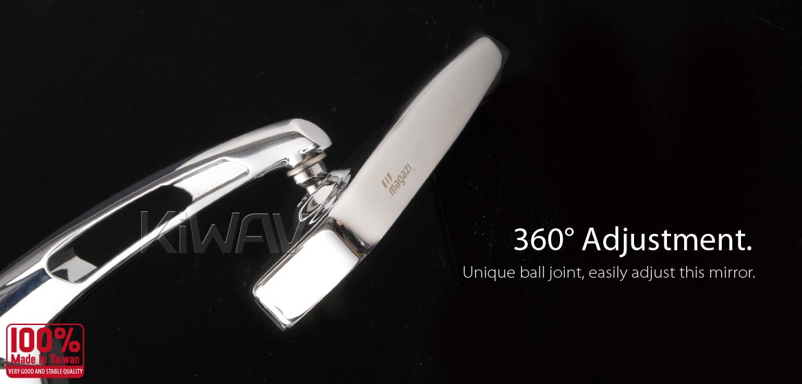 KiWAV ClassicHB chrome motorcycle bar end mirrors for 22/25mm handlebar