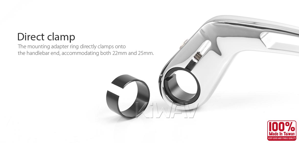 KiWAV ClassicHB chrome motorcycle bar end mirrors for 22/25mm handlebar