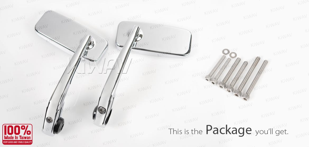 KiWAV ClassicHB chrome motorcycle bar end mirrors