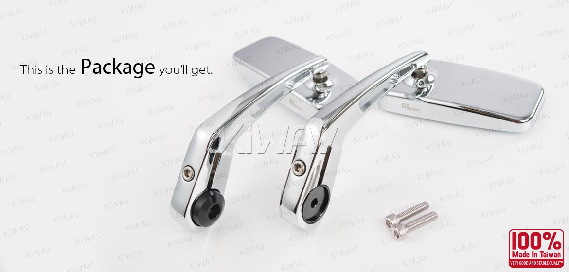 KiWAV ClassicHB chrome motorcycle bar end mirrors for most Moto Guzzi