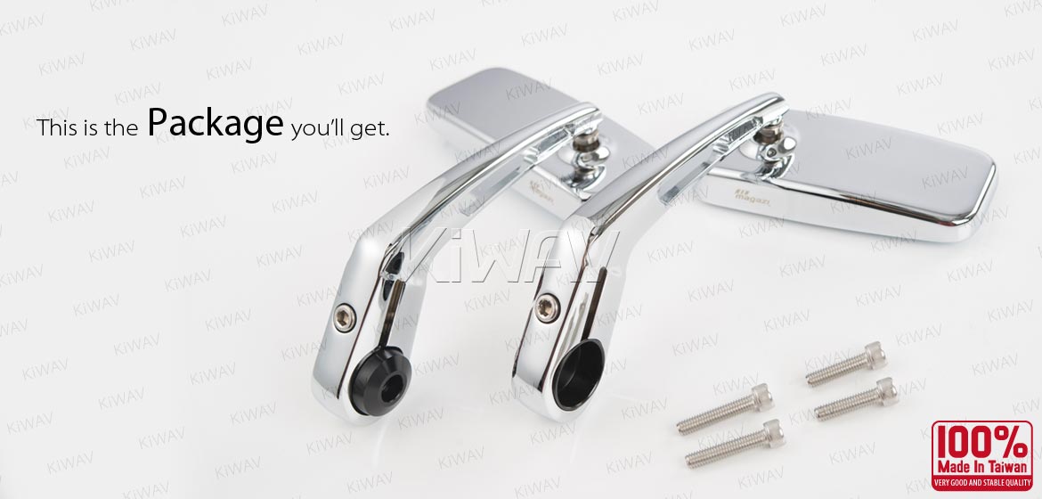 KiWAV ClassicHB chrome motorcycle bar end mirrors