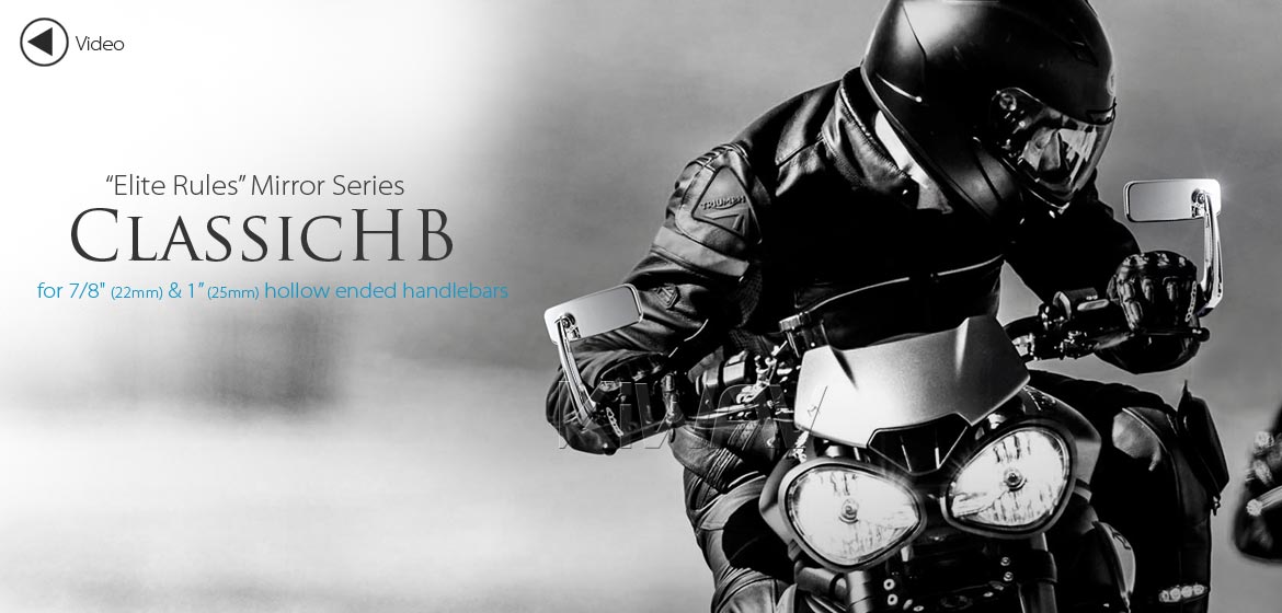 KiWAV ClassicHB chrome motorcycle bar end mirrors for 1 inch and 7/8 inch hollow ended handlebars