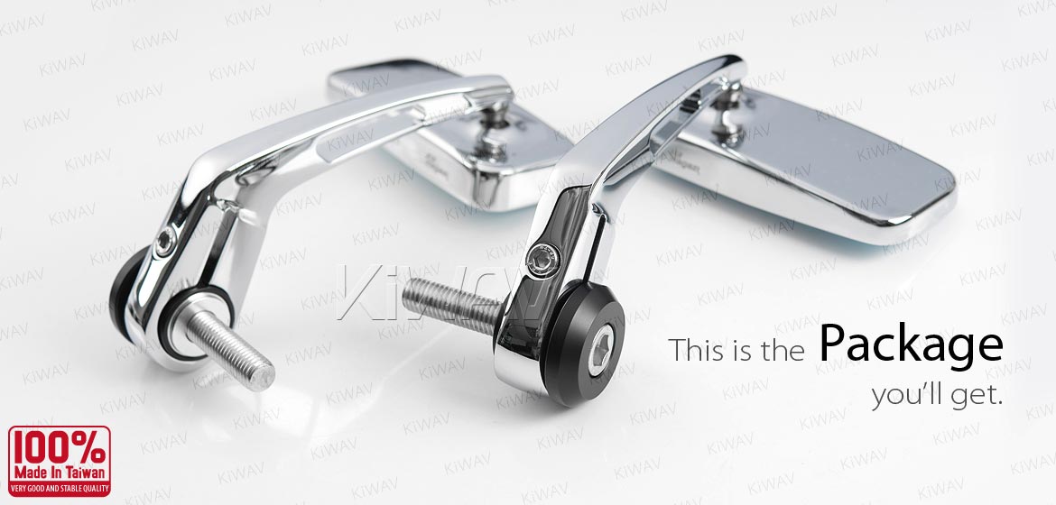 KiWAV ClassicHB chrome motorcycle bar end mirrors