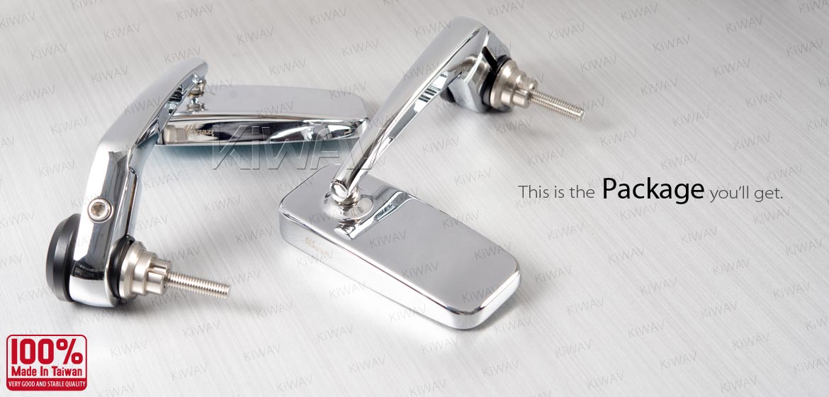 KiWAV ClassicHB chrome motorcycle bar end mirrors