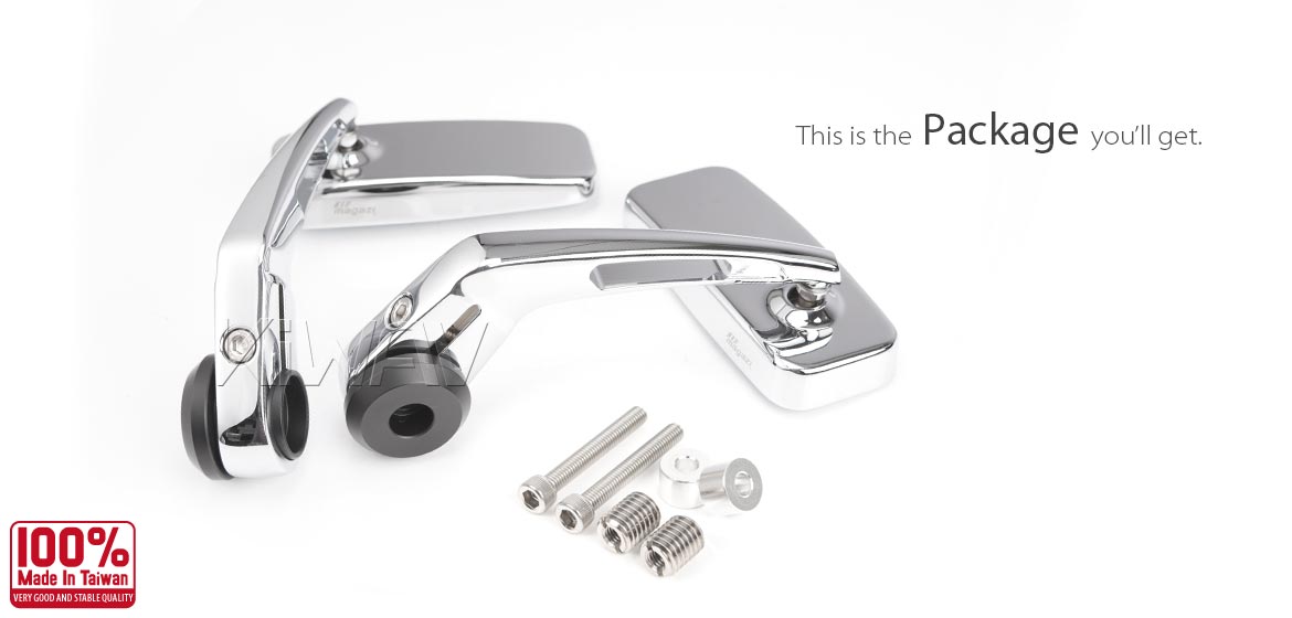 KiWAV ClassicHB chrome motorcycle bar end mirrors compatible for BMW M12 threaded handlebar