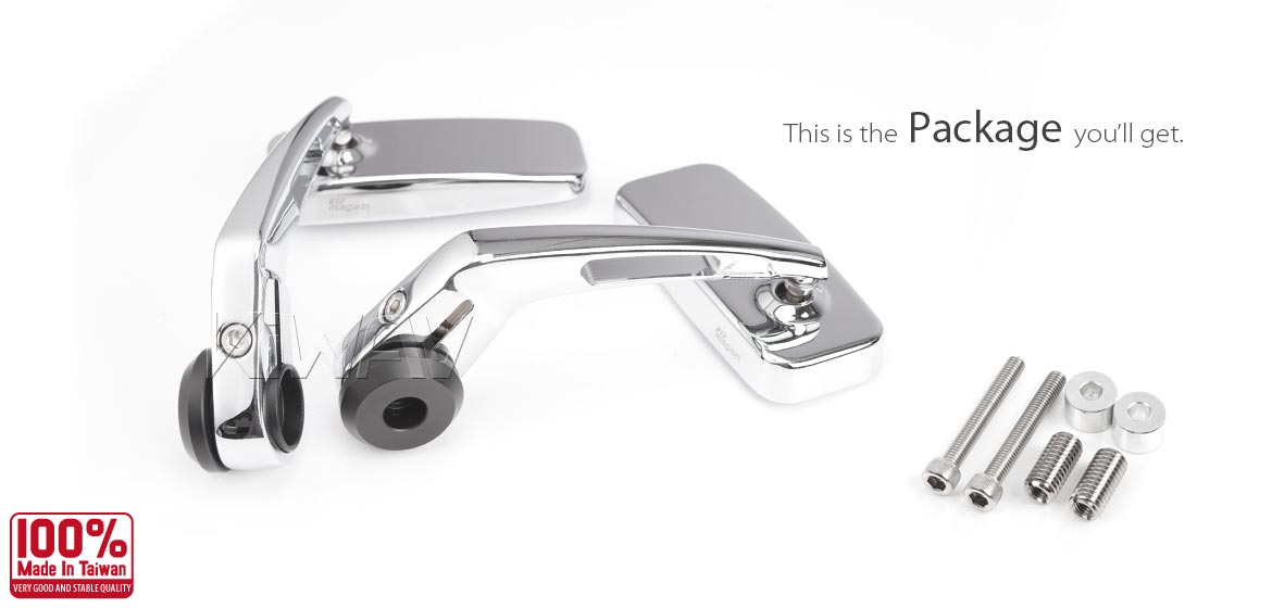 KiWAV ClassicHB chrome motorcycle bar end mirrors compatible for BMW M10 threaded handlebar