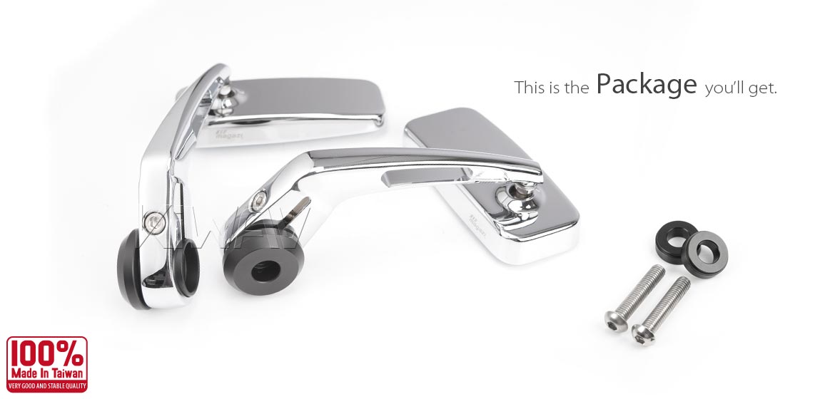 KiWAV ClassicHB chrome motorcycle bar end mirrors compatible for BMW M8 threaded handlebar