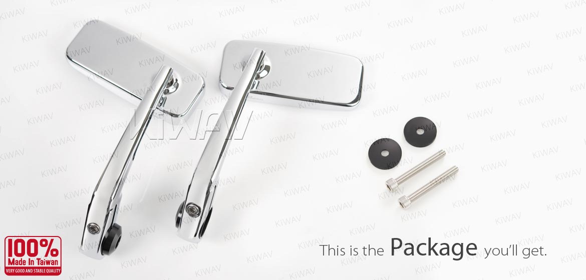KiWAV ClassicHB chrome motorcycle bar end mirrors