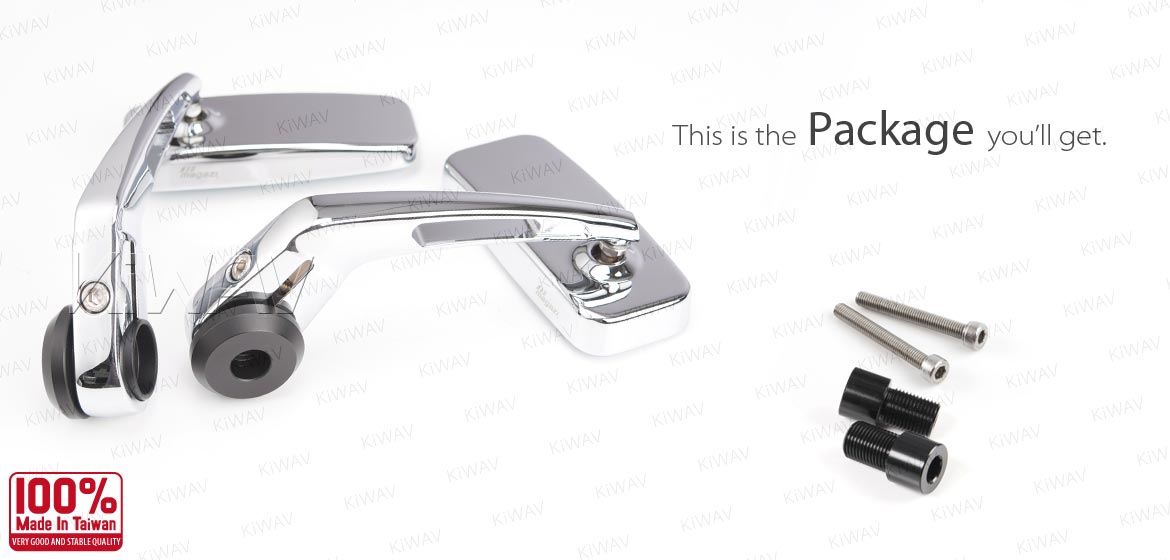 KiWAV ClassicHB chrome motorcycle bar end mirrors for Yamaha 16mm