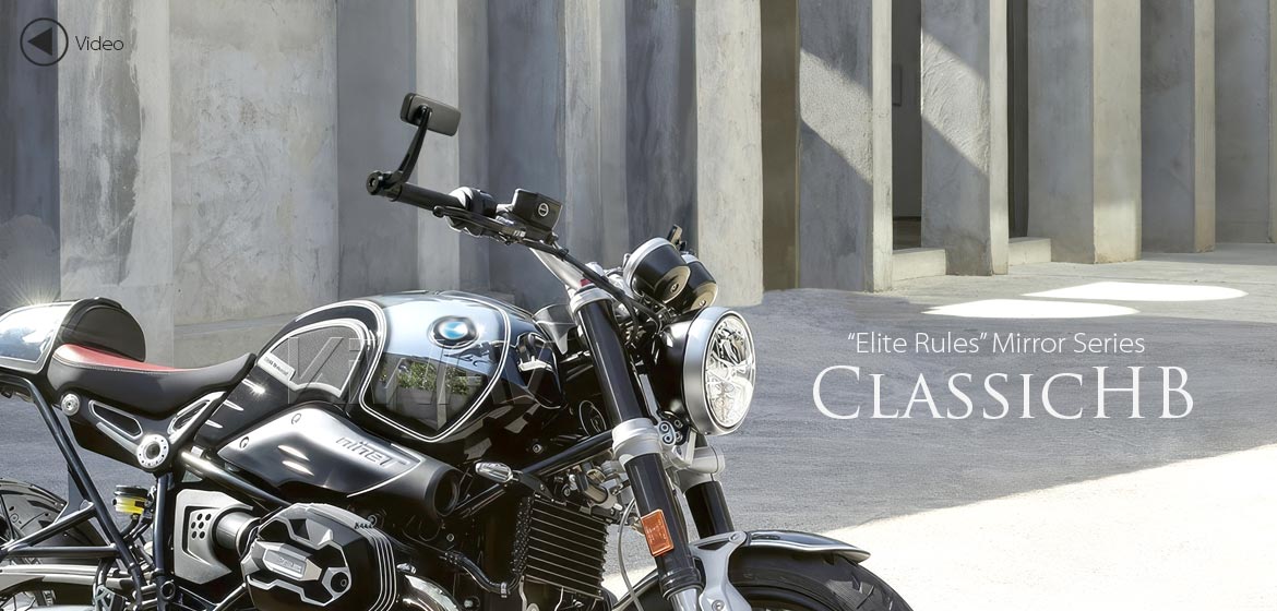KiWAV ClassicHB black motorcycle bar end mirrors compatible for BMW M12 threaded handlebar