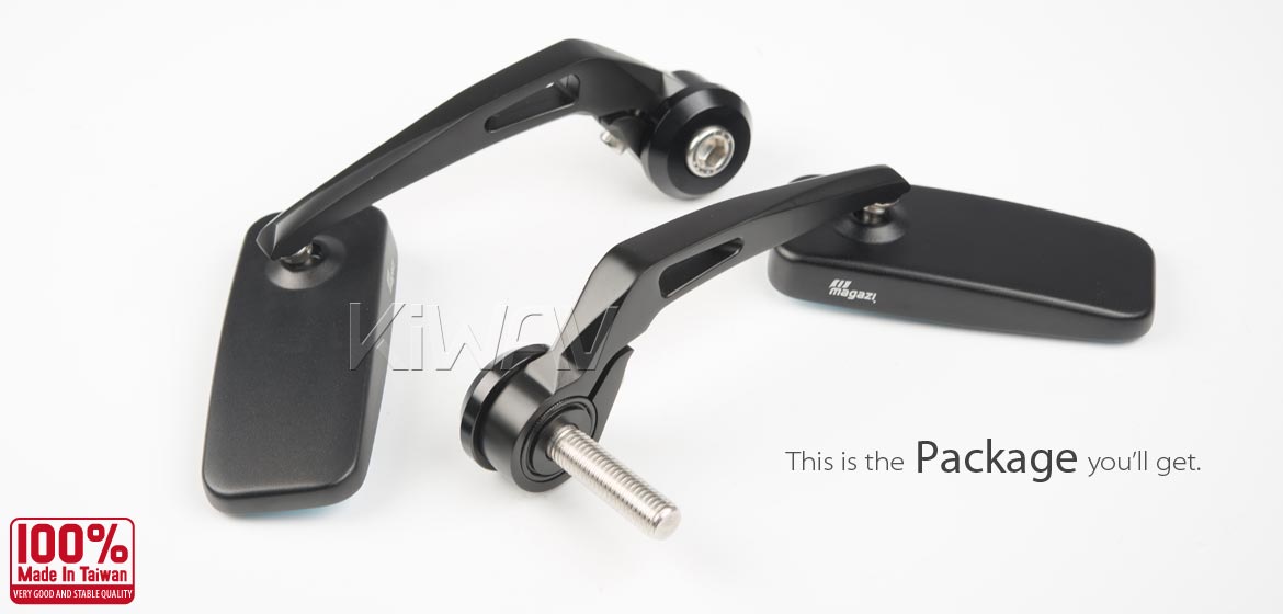 KiWAV ClassicHB black motorcycle bar end mirrors