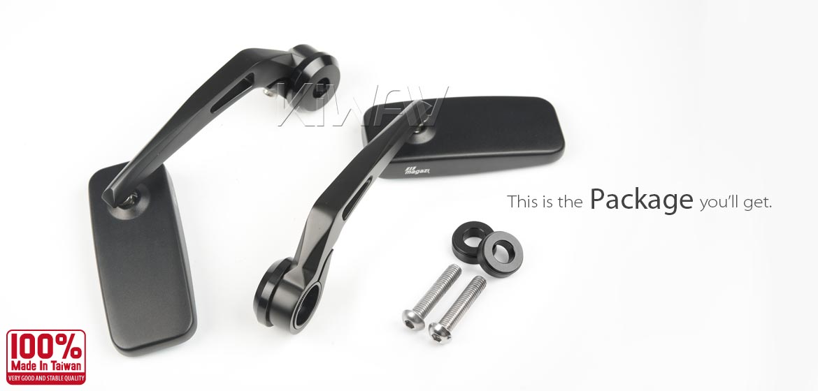 KiWAV ClassicHB black motorcycle bar end mirrors compatible for BMW M8 threaded handlebar