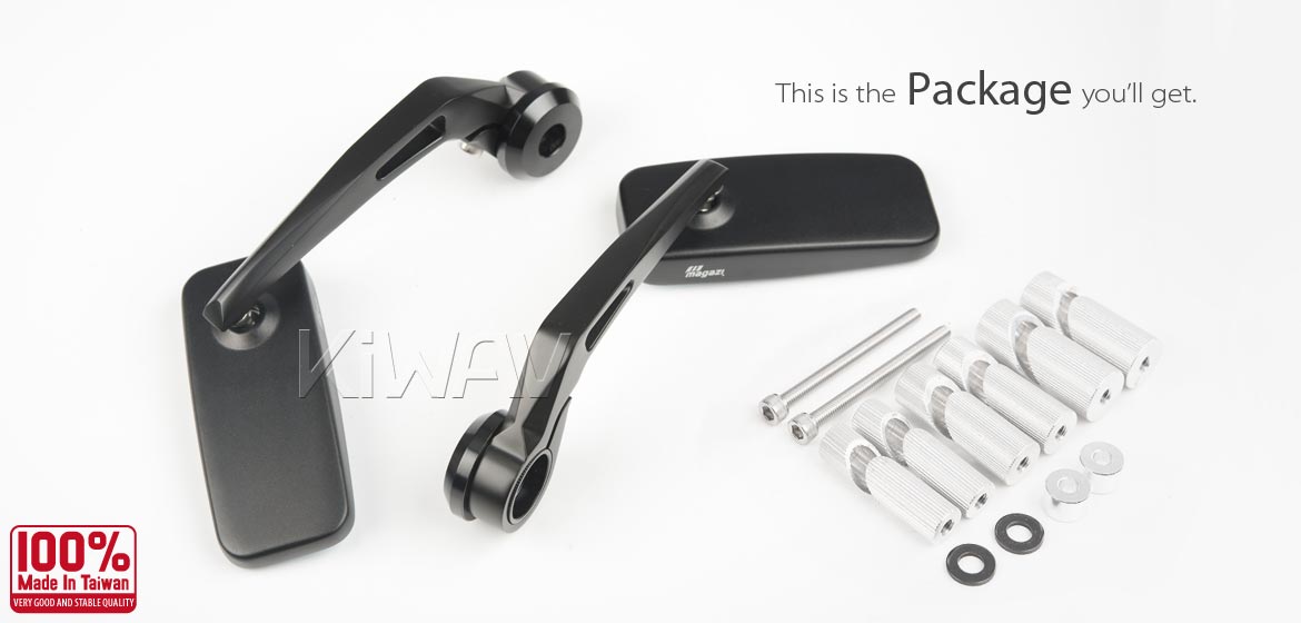 KiWAV Classic motorcycle bar end mirrors compatible for Harley Sportster Dyna Softail XG street