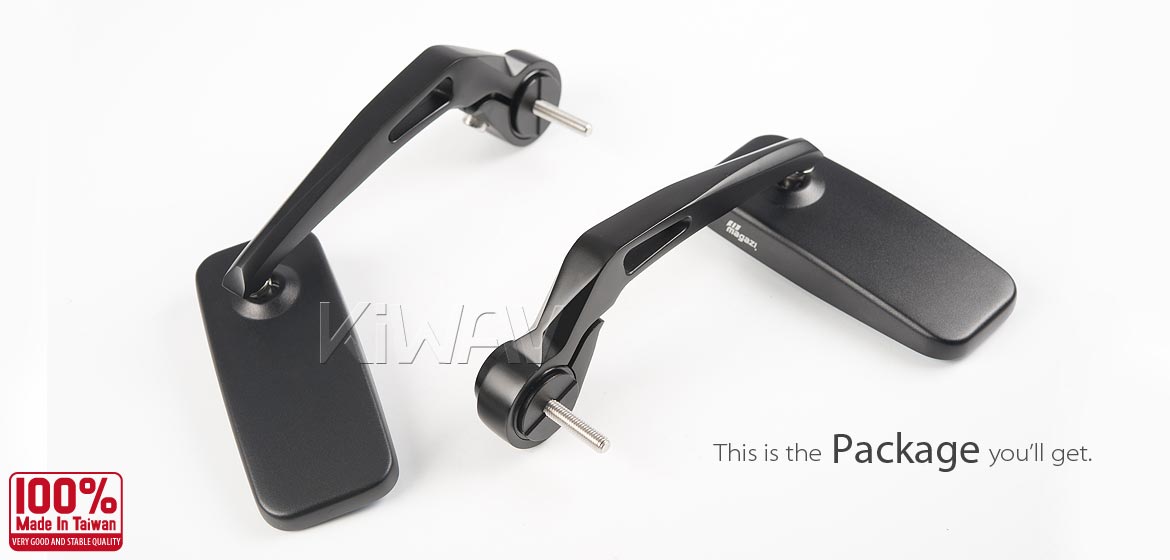 KiWAV ClassicHB black motorcycle bar end mirrors