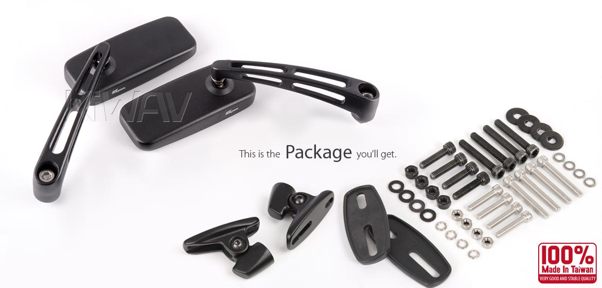 KiWAV Magazi ClassicMX motorcycle mirrors sportsbike black