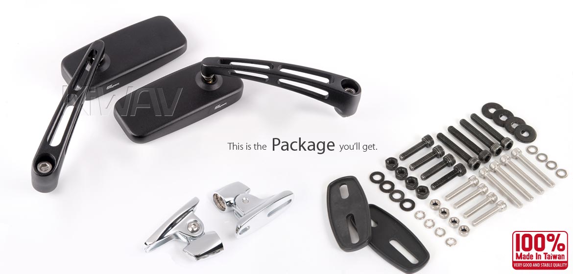 KiWAV Magazi ClassicMX motorcycle mirrors sportsbike black