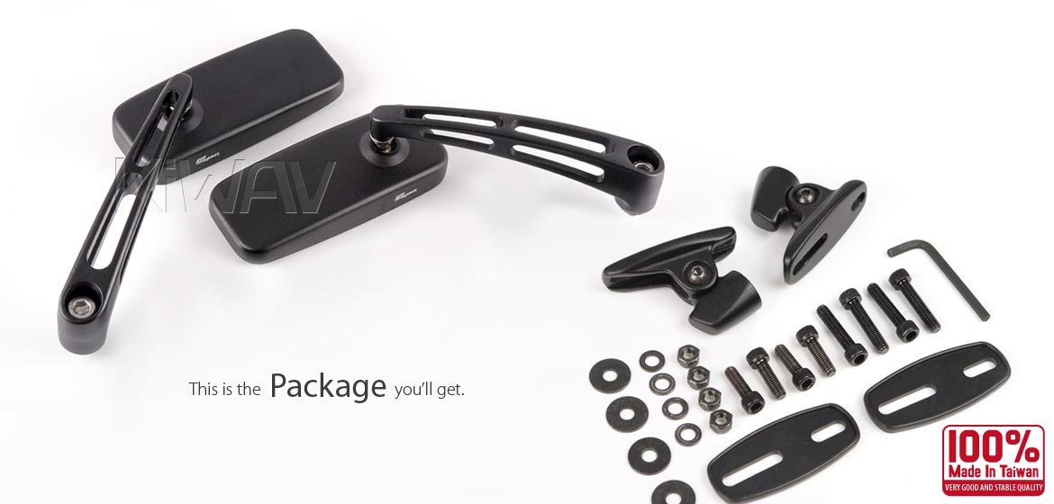 Black fairing mirrors ClassicMX mat black base adjustable