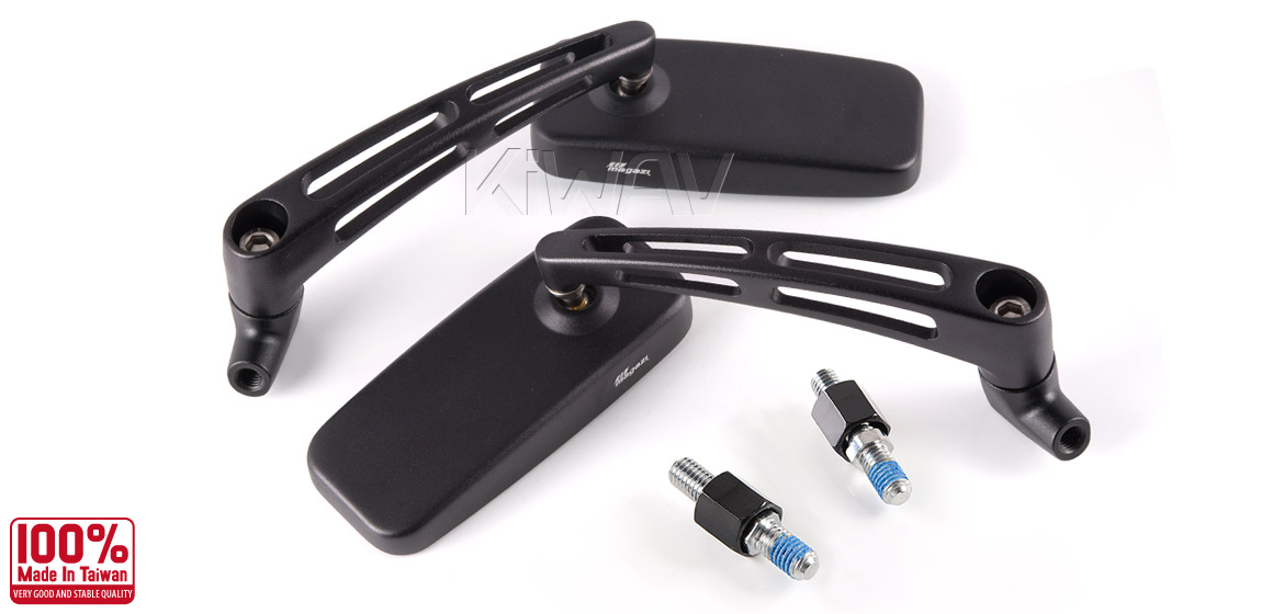 KiWAV ClassicMX black motorcycle mirrors fit Halrey street 750 500