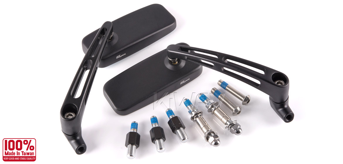 KiWAV Magazi ClassicMX motorcycle mirrors universal black