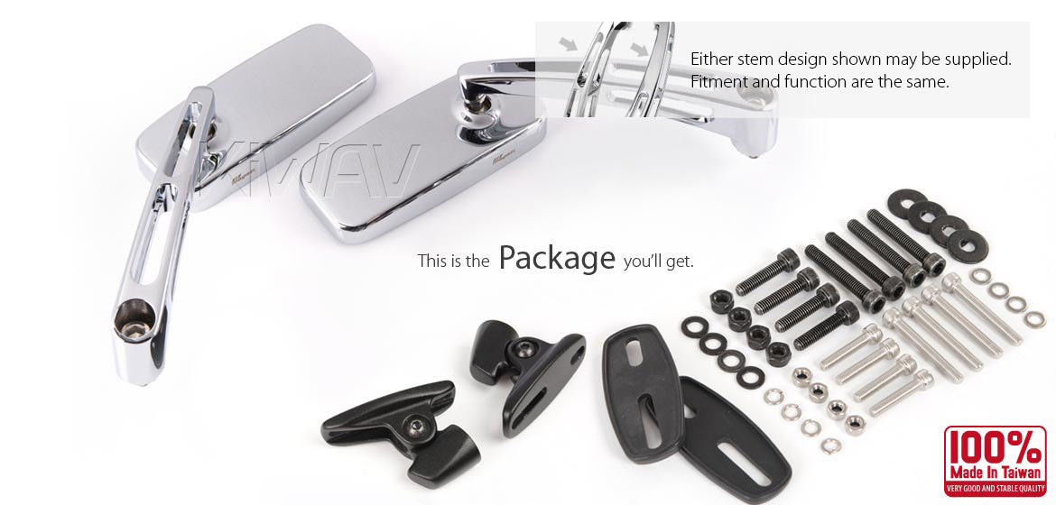 KiWAV Magazi ClassicMX motorcycle mirrors for Ducati Panigale chrome
