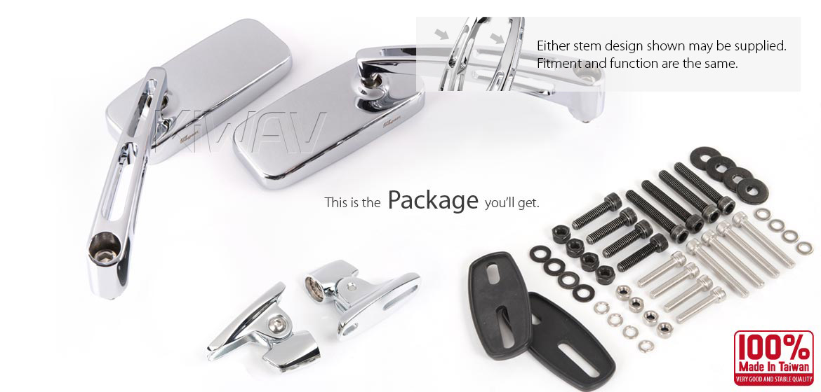 KiWAV Magazi ClassicMX motorcycle mirrors for Ducati Panigale chrome