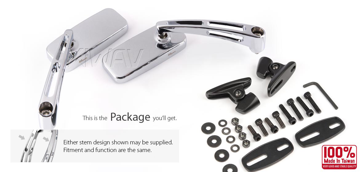 KiWAV Magazi ClassicMX motorcycle mirrors sportsbike chrome