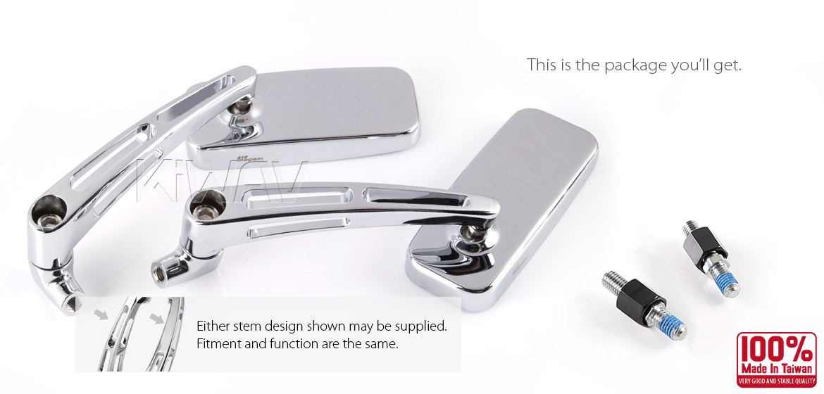 KiWAV ClassicMX chrome motorcycle mirrors fit Halrey street 750 500