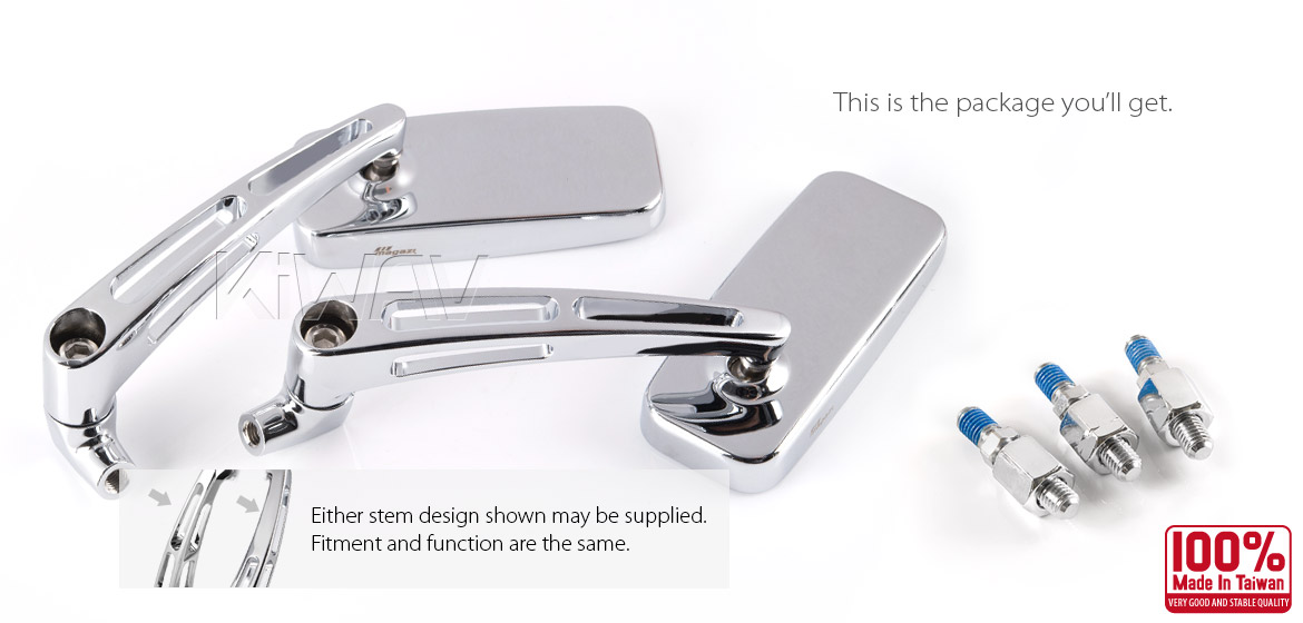 KiWAV Magazi ClassicMX motorcycle mirrors scooters chrome