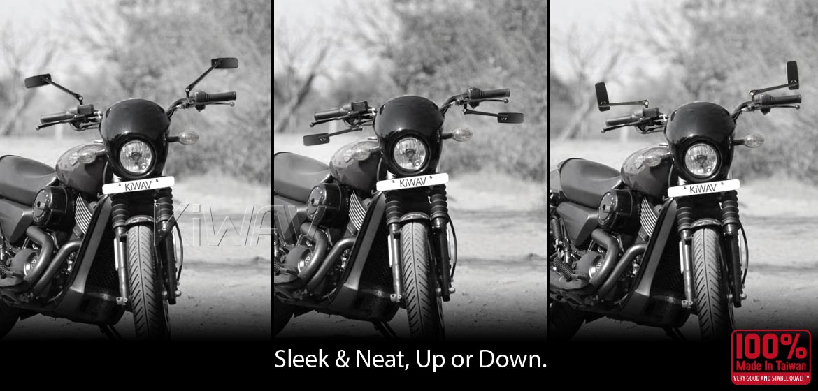 KiWAV motorcycle mirrors ClassicPlus black 10mm universal fit