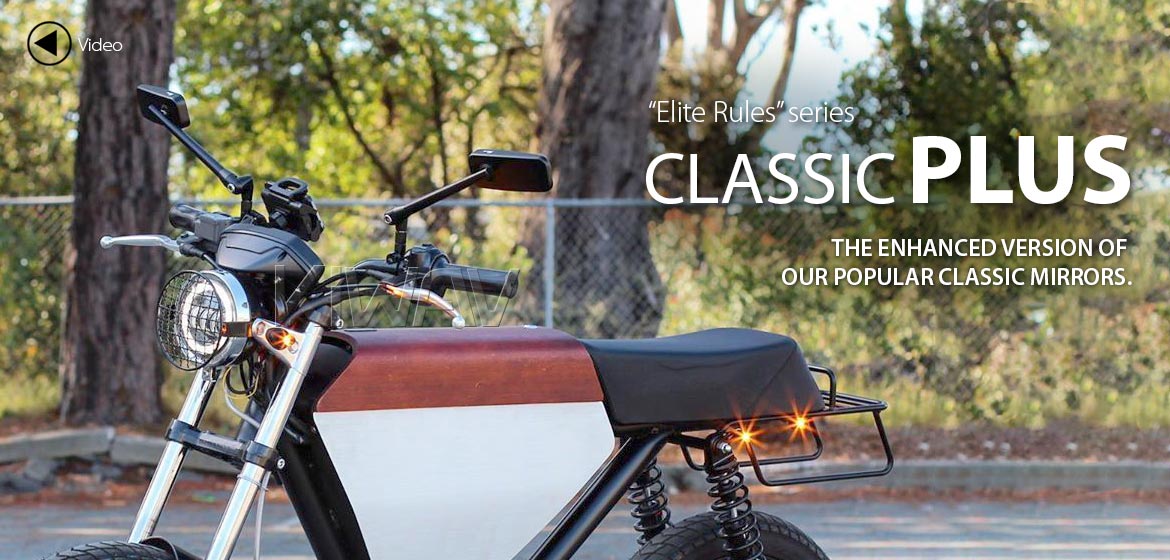 KiWAV motorcycle mirrors ClassicPlus black universal fit for Ebikes, bicycles
