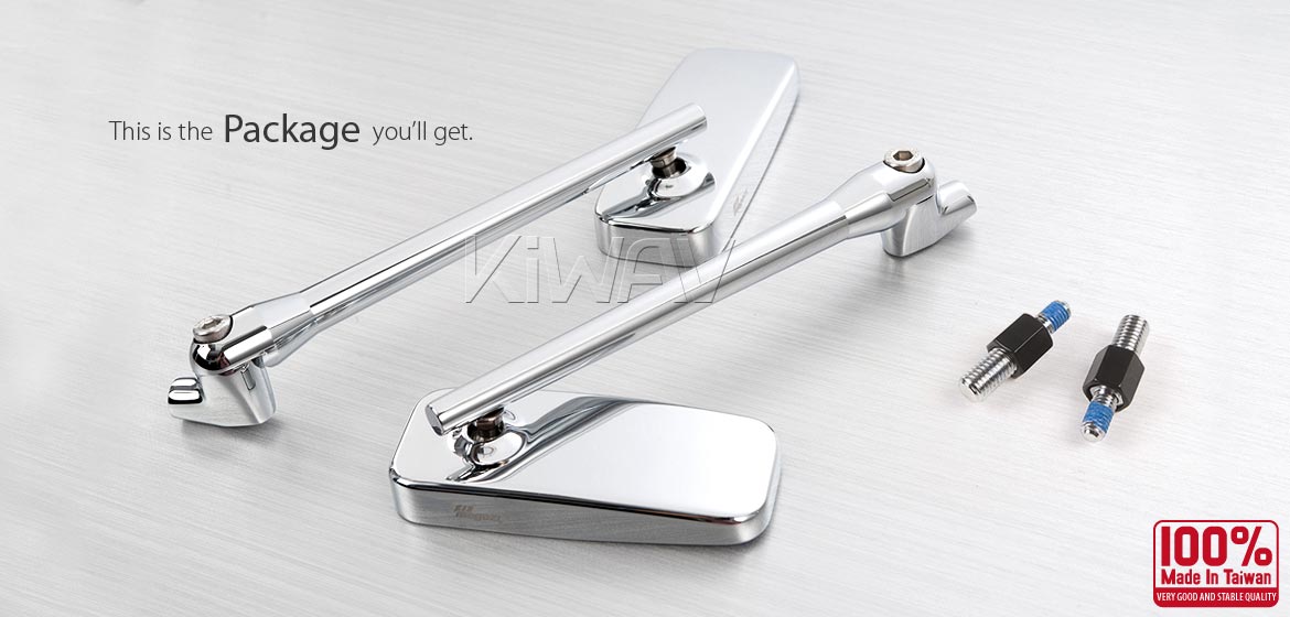 KiWAV motorcycle mirrors ClassicPlus chrome for BMW