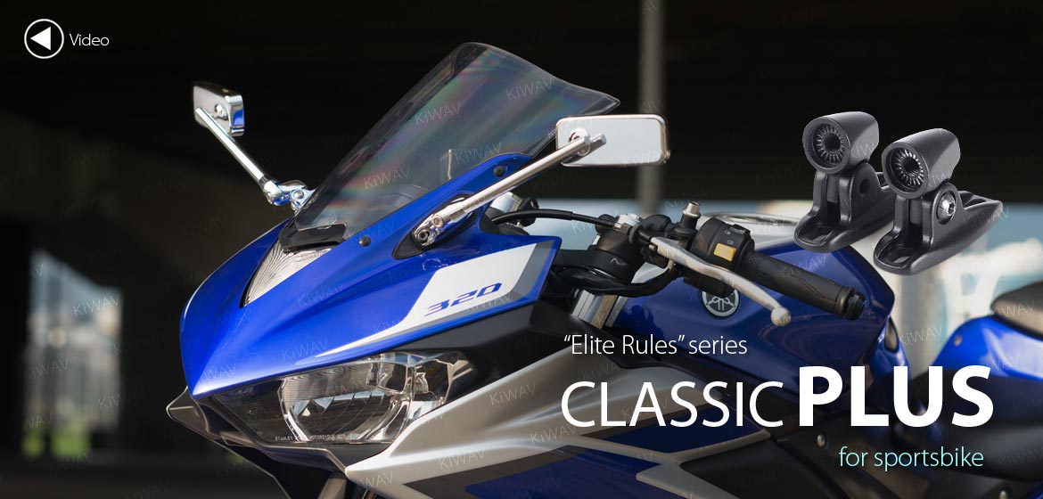 KiWAV motorcycle mirrors ClassicPlus chrome sportsbike mirrors with black base