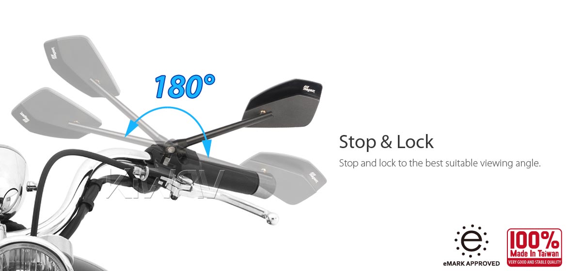 KiWAV motorcycle mirrors CleaverII black 8mm for scooter, Magazi