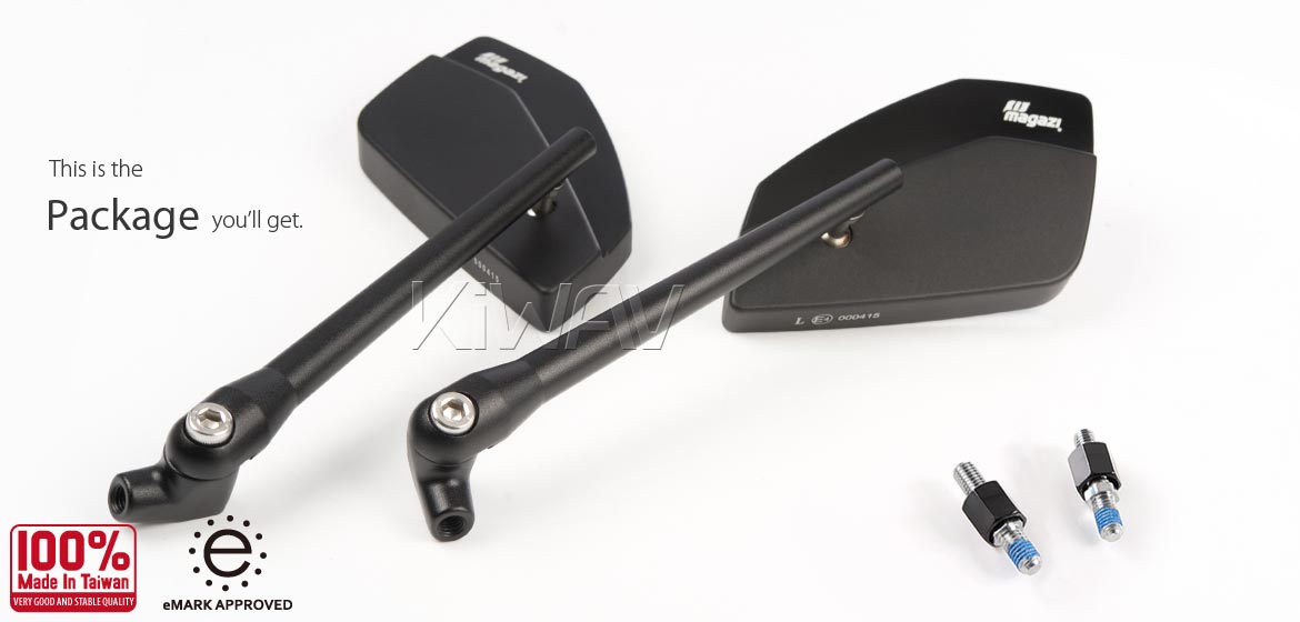 KiWAV motorcycle mirrors CleaverII black for Harley Davidson Street 500/750, Magazi