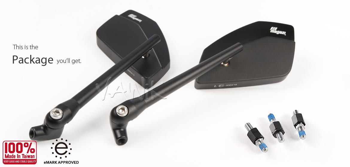 VAWiK motorcycle mirrors CleaverII black 8mm for scooter, Magazi