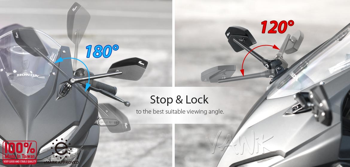 VAWiK motorcycle mirrors CleaverII black fairing mount w/ new ver. black adapter, Magazi