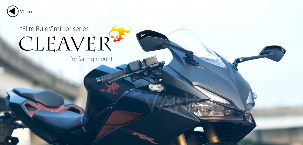 VAWiK motorcycle mirrors CleaverII black fairing mount w/ new ver. black adapter, Magazi