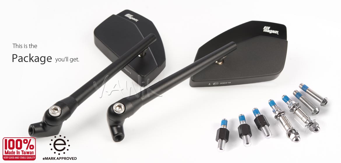 VAWiK motorcycle mirrors CleaverII black 10mm, Harley, Magazi