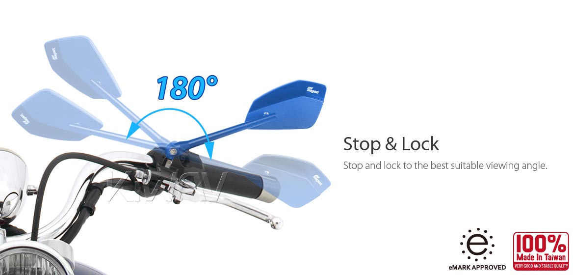 KiWAV motorcycle mirrors CleaverII blue 8mm for scooter, Magazi