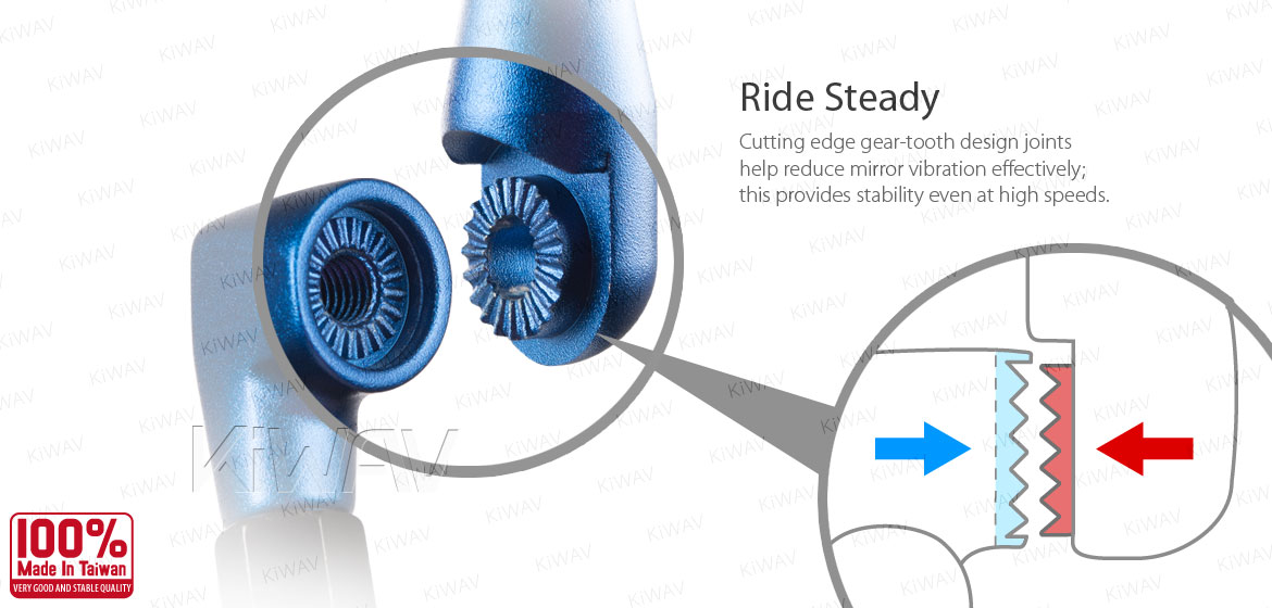KiWAV motorcycle mirrors CleaverII blue 8mm for scooter, Magazi