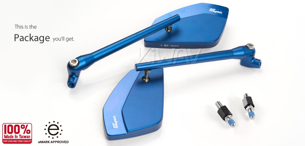 KiWAV motorcycle mirrors CleaverII blue for Harley Davidson Street 500/750, Magazi